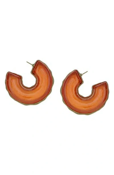 Olivia Welles Madie Open Hoop Earrings In Brown
