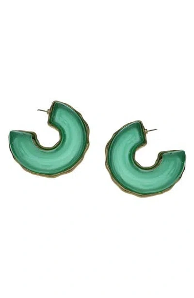 Olivia Welles Madie Open Hoop Earrings In Green