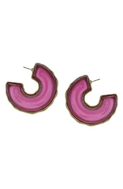 Olivia Welles Madie Open Hoop Earrings In Pink