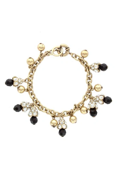 Olivia Welles Mallory Crystal Charm Bracelet In Gold