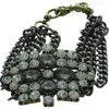 Olivia Welles Mandy Crystal Chain Bracelet In Gunmetal/clear
