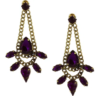 Olivia Welles Marquise Resin Crystal Chain Drop Earrings In Gold