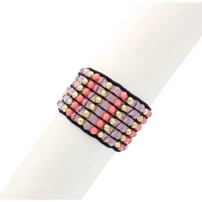 Olivia Welles Matte Gold Plated Melita Bead Bracelet In Matte Gold / Multi