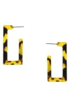 Olivia Welles Maya Resin Rectangular Hoop Earrings In Gold-brown