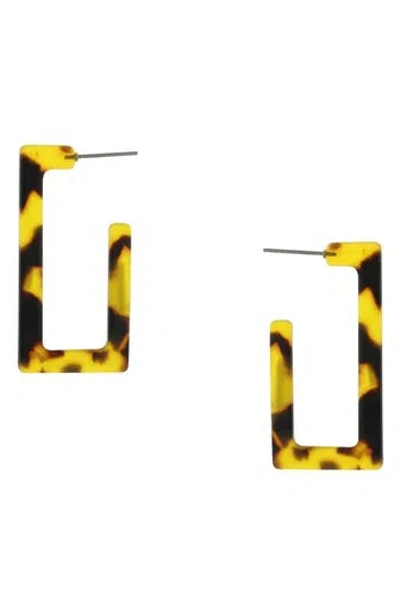 Olivia Welles Maya Resin Rectangular Hoop Earrings In Gold