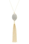 Olivia Welles Maya Tassel Pendant Necklace In Gold/grey