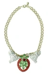 Olivia Welles Mistletoe Time Necklace In Gold/multi
