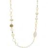 Olivia Welles Mixed Bead Station Chain Necklace In Gold