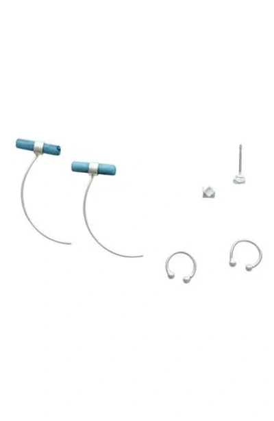 Olivia Welles Mixed Drop, Stud & Ear Cuff Earring Set In Metallic