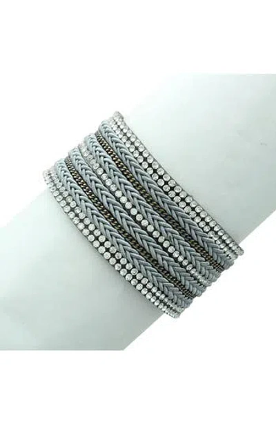 Olivia Welles Mixed Media Cuff Bracelet In Gray