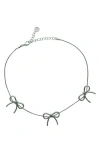 Olivia Welles My Bow Collar Necklace In Silver