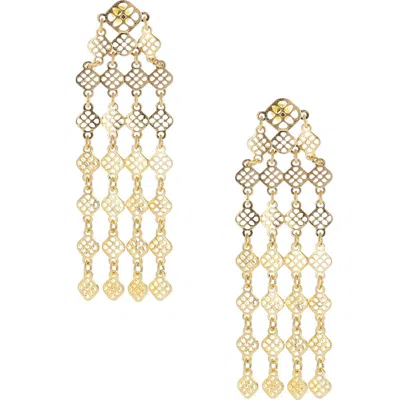 Olivia Welles Neena Cutout Fringe Drop Earrings