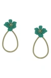 Olivia Welles Neida Floral Teardrop Earrings In Worn Gold/turquoise