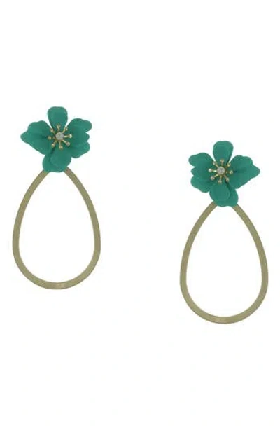 Olivia Welles Neida Floral Teardrop Earrings In Green