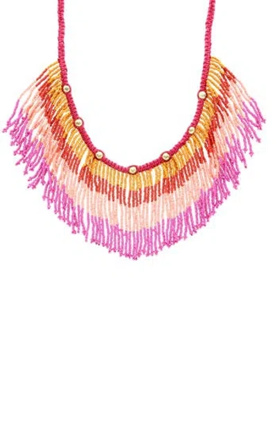 Olivia Welles Neon Waterfall Beaded Fringe Necklace