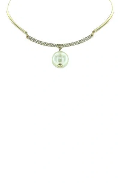 Olivia Welles Nikki Iced Imitation Pearl Choker Necklace In Green
