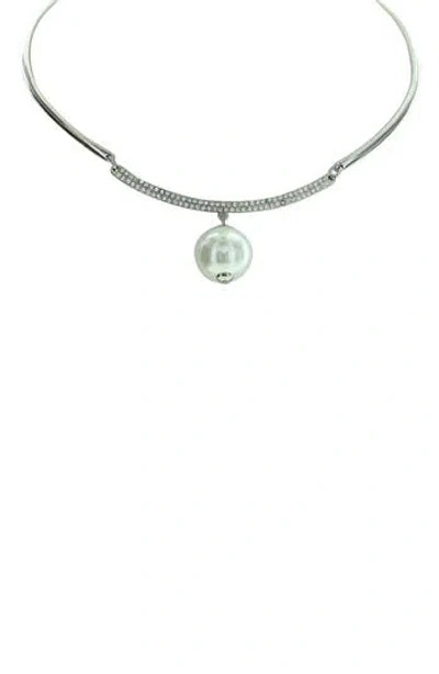 Olivia Welles Nikki Iced Imitation Pearl Choker Necklace In Green