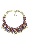 Olivia Welles Nora Crystal Bib Necklace In Multi