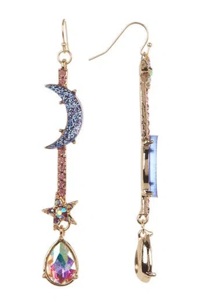 Olivia Welles Notte Resin Stone Star & Moon Linear Drop Earrings In Multi
