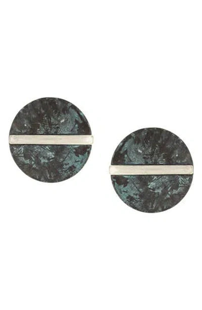 Olivia Welles Octavia Patina Oversize Stud Earrings In Green