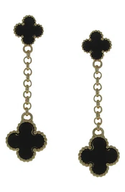 Olivia Welles Onyx Clover Earrings In Black