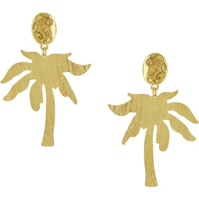 Olivia Welles Palm Paradise Drop Earrings In Gold
