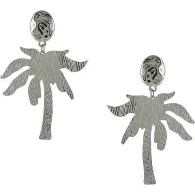 Olivia Welles Palm Paradise Drop Earrings In Silver
