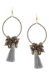 Olivia Welles Party Beaded Tassel Drop Earrings In Gold/grey