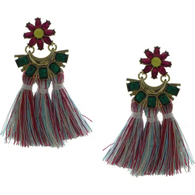 Olivia Welles Party Tassel Drop Earrings In Multi