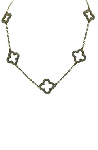 Olivia Welles Pavé Cz Clover Necklace In Gold