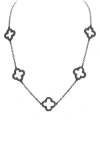 Olivia Welles Pavé Cz Clover Necklace In Silver