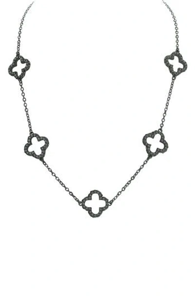 Olivia Welles Pavé Cz Clover Necklace In Silver