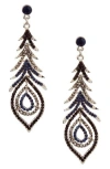 Olivia Welles Peacock Paradise Crystal Drop Earrings In Silver
