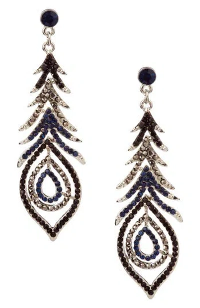 Olivia Welles Peacock Paradise Crystal Drop Earrings In Silver