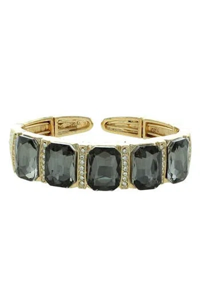 Olivia Welles Penelope Crystal Cuff Bracelet In Gold / Grey / Clear