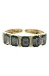 Olivia Welles Penelope Crystal Cuff Bracelet In Gold/grey/clear