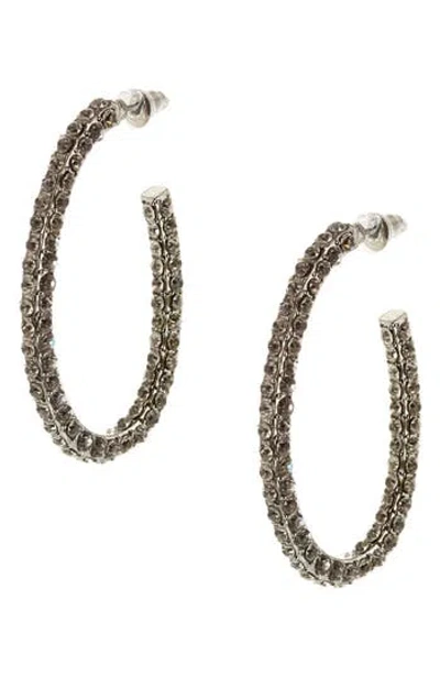 Olivia Welles Penelope Crystal Hoop Earrings In Silver
