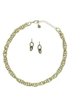 Olivia Welles Penna Textured Chain Necklace & Earrings Set