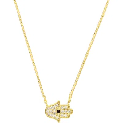 Olivia Welles Protect You Hamsa Necklace In Gold Black