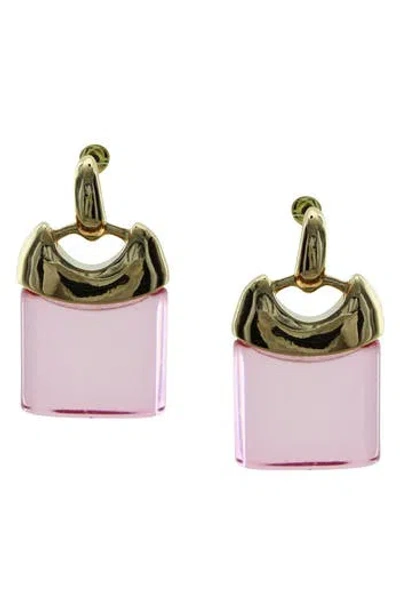 Olivia Welles Purse Drop Earrings In Pink