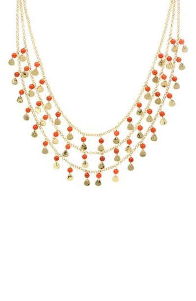 Olivia Welles Rayna Beaded Disc Charm Layered Necklace In Multi