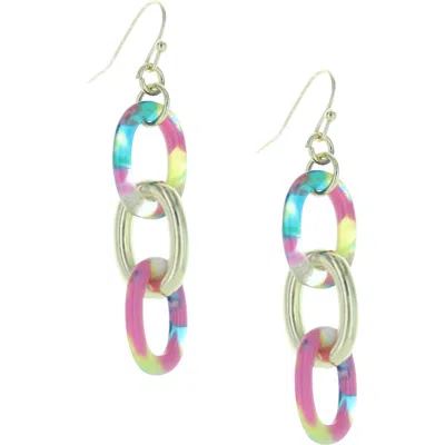 Olivia Welles Resin Link Drop Earrings In Gold / Neon Multi