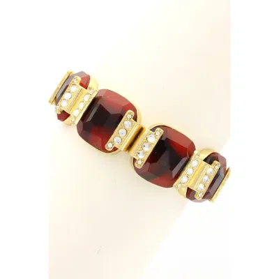Olivia Welles Resin Stone Stretch Bracelet In Brown
