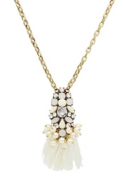 Olivia Welles Reva Embellished Tassel Pendant Necklace In Multi