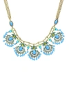 Olivia Welles Rissa Cluster Statement Necklace In Blue