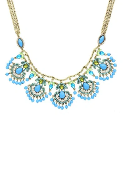 Olivia Welles Rissa Cluster Statement Necklace In Blue