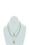 Olivia Welles Riva Chain & Charm Necklaces In Worn Gold/grey
