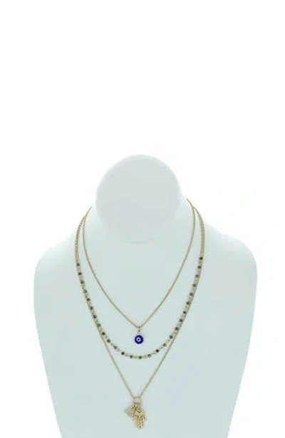 Olivia Welles Riva Chain & Charm Necklaces In Worn Gold/grey