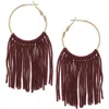 Olivia Welles Rosalina String Drop Earrings In Gold/burgundy