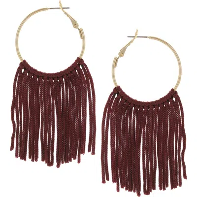Olivia Welles Rosalina String Drop Earrings In Gold/burgundy